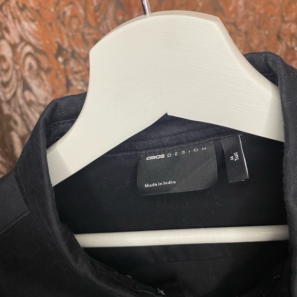 ASOS Black Slim Fit Tall Button Up Shirt - Picture 2 of 2